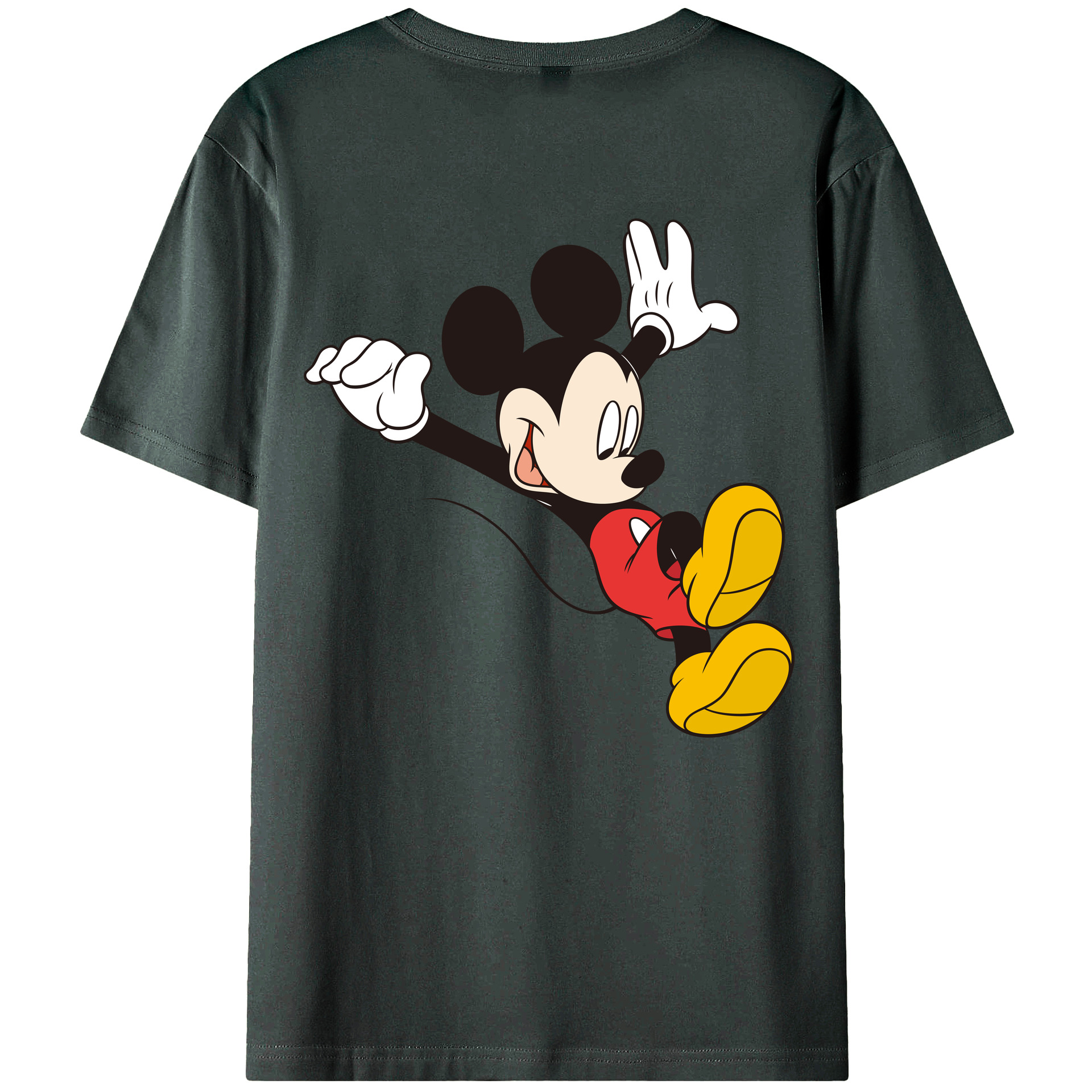 ミッキーマウス Mickey Mouse 綿100％ メンズ半袖Tシャツ（バックプリント） 通気性
